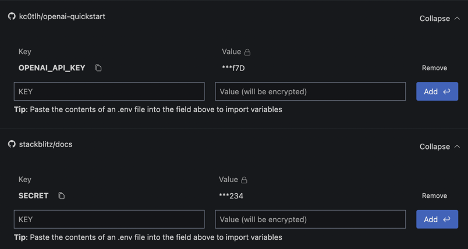 Manage secrets