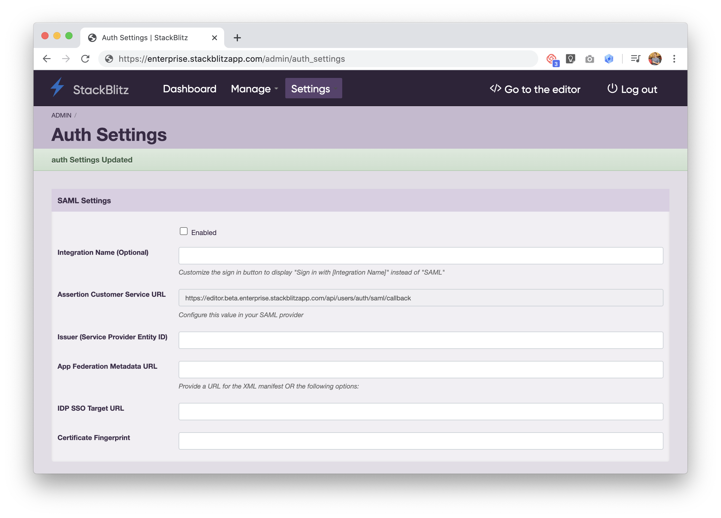 SAML Config