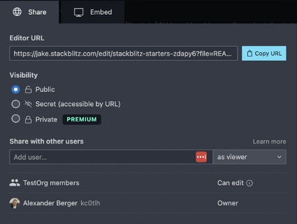 Sharing settings